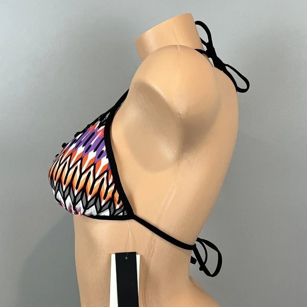 Kenneth Cole Triangle Bikini Top with Metal Rings‎ Detail Size Small NWT